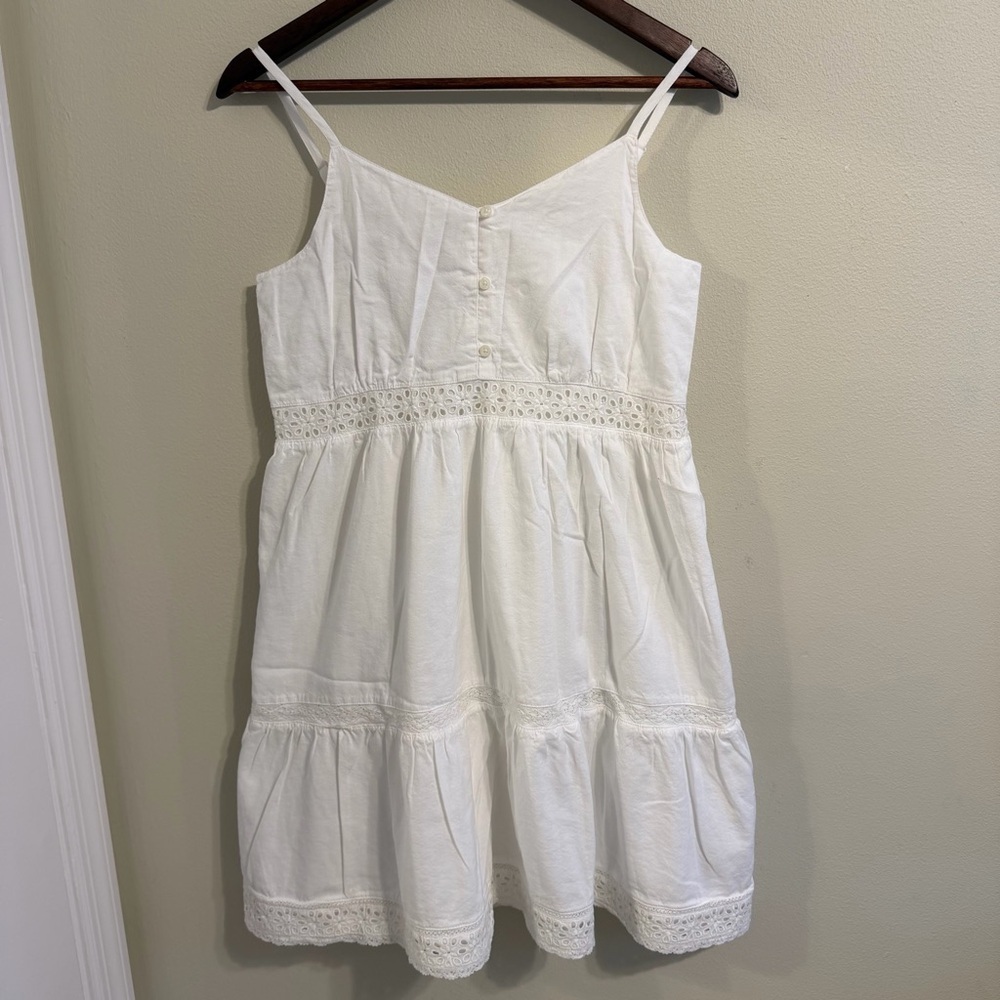 GAP White Eyelet Lace Mini Dress Cottagecore Boho Milkmaid XXL - Picture 9 of 10